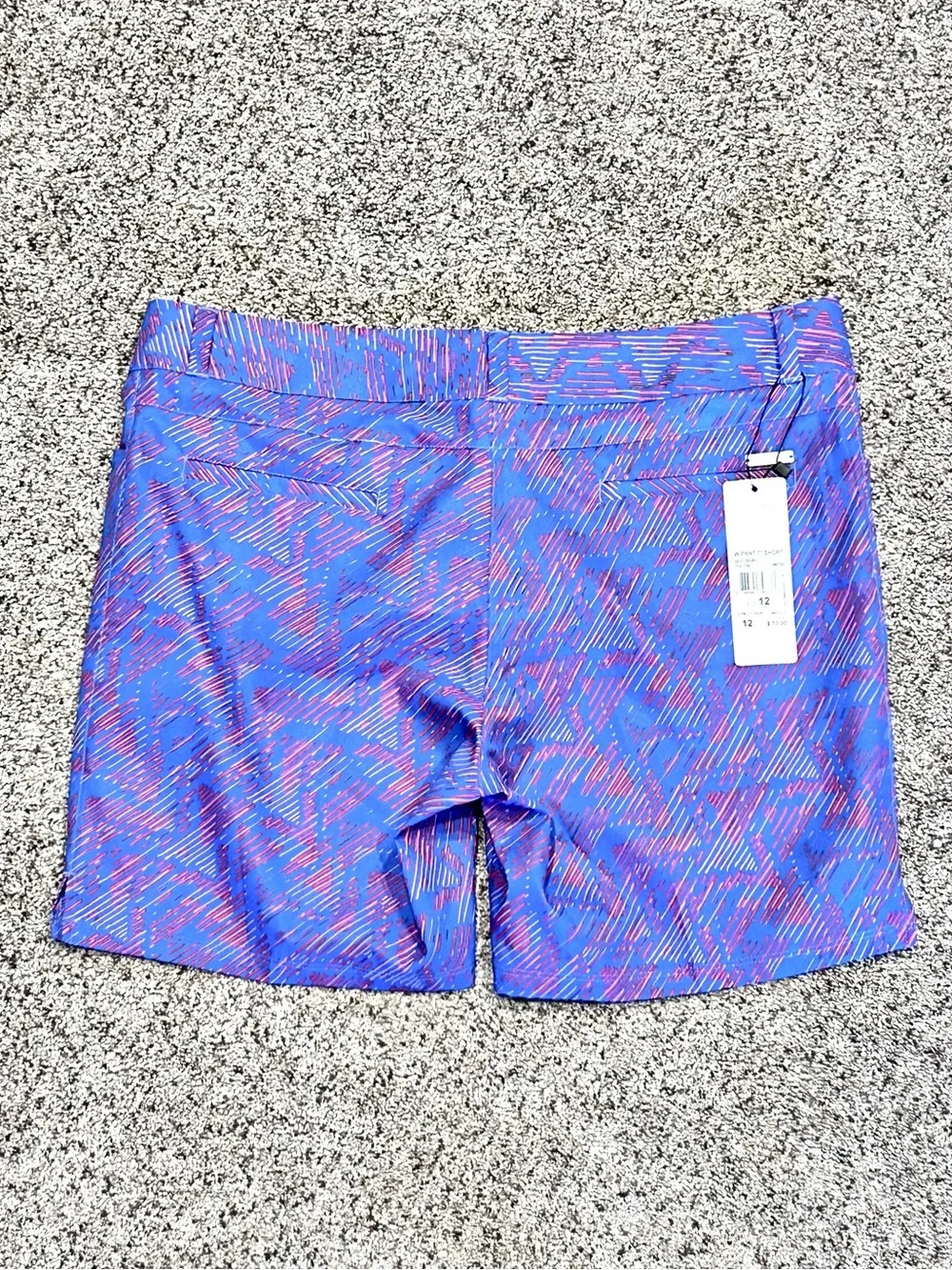 Adidas 2015 W Print 7” Activewear Bermuda Short Baja Blue Women's Size 12 N